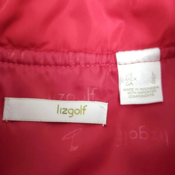 Liz Golf Vest Pink Quilted Sleeveless Snap Button Lightweight - Picture 5 of 7